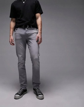 Topman NH2 hoy dopasowane spodnie rurkie jeans skinny szare 32/30