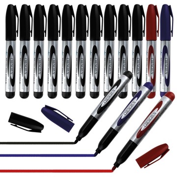 Marker permanentny flamaster czarny czerwony niebieski Vergionic 12 szt.