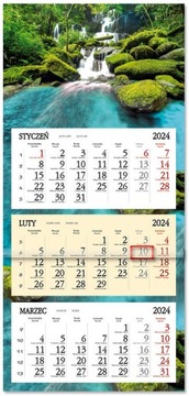 Kalendarz ścienny TRÓJDZIELNY 2024