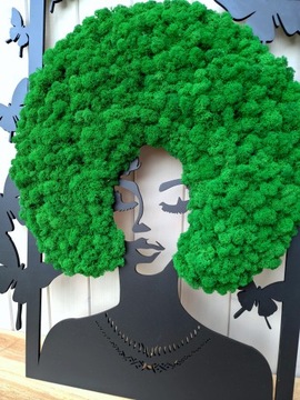Картина с мхом ЖЕНЩИНА 50см афро мох волосы мох мох мох