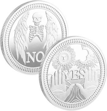 PLATYNOWA METALOWA MAGICZNA MONETA DECYZJI TAK NIE YES NO 1 SZT