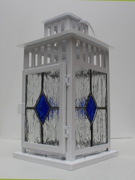 Витражный фонарь Синий акцентный фонарь для сада и дома