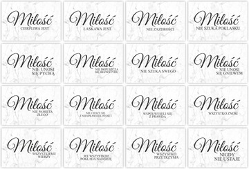 HYMN O MIŁOŚCI tabliczki zestaw 16 szt drewno 20x30cm weselne