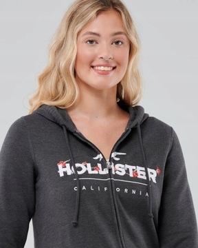 Szara bluza damska rozpinana LOGO Hollister XS
