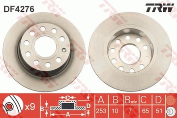 ЗАДНИЕ ДИСКИ + КОЛОДКИ TRW AUDI A3 8P1 SEAT ALTEA