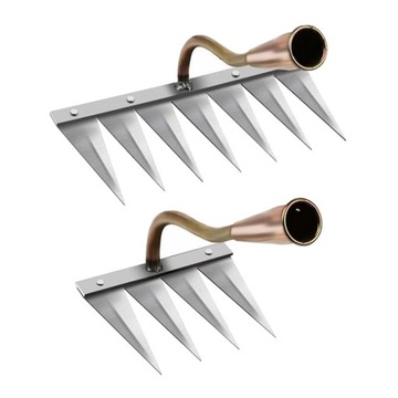 2Pcs Weeding Hoe Rake Harrow 4 Prong 7 Prong