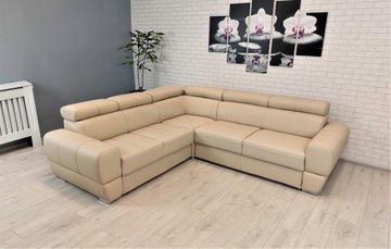 Skórzany narożnik 255x235 SKÓRA, funkcja spania