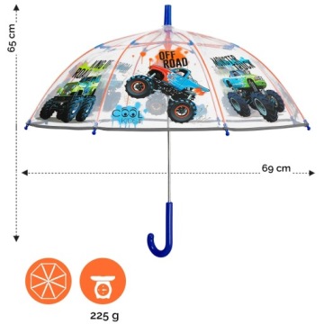 Cool Kids, Светоотражающий зонт для детей Trucks Transparent, 15637