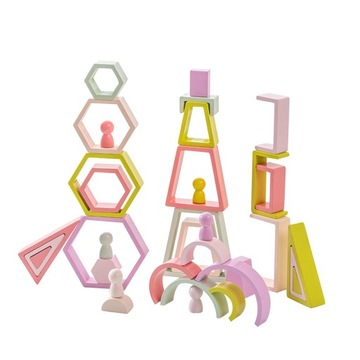 Montessori Toy Stacker umiejętności motoryczne drewniane klocki dla Macaron