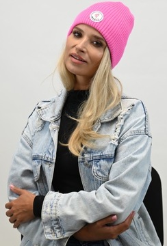 Neonowa Różowa Lekka Czapka Damska Modny kolor n1