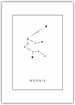 Plakat Znaki Zodiaku Wodnik 21x30 żywioł powietrza Gwiazdozbiór gwiazdy