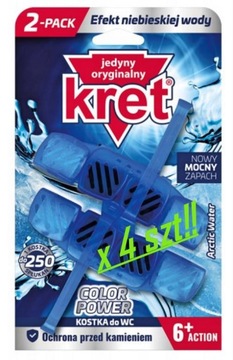 KRET Kostka WC Arctic Water 6+Action 2x40g 4op!! (8kostek) niebieska woda