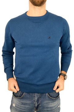 U.S. GRAND POLO Sweter męski G07 niebieski, gładki M