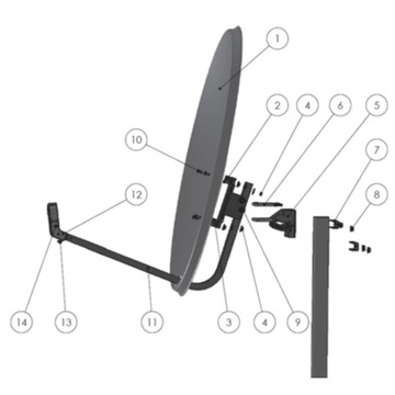 ANTENA CZASZA SATELITARNA 80 ZESTAW SINGLE HD 4K