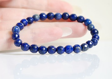 Naturalny LAPIS LAZULI Piryt KULE fasetowane 6mm