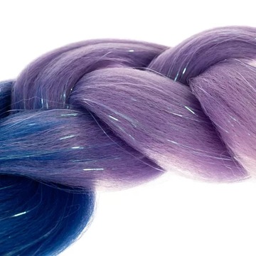 Синтетическая коса для волос 60 см OMBRE PURPLE с блестками