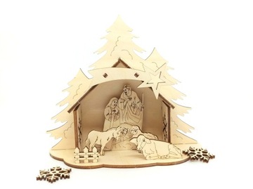 Szopka bożonarodzeniowa ze sklejki, ozdoba