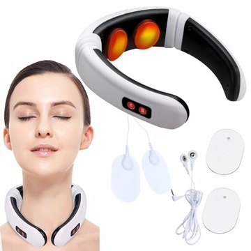 MASAŻER ELEKTROSTYMULATOR SZYI KARKU TENS EMS 2W1 ELEKTRODY TERAPIA PRĄDEM