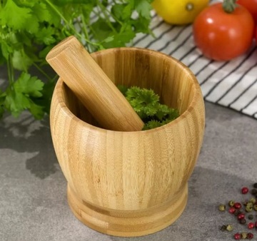 Набор бамбуковых ступок и пестика + гравировка.