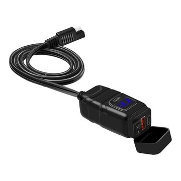 Адаптер USB r SAE к USB для мотоцикла Интеллектуальная защита Dual USB Вкл. Выкл. Синий