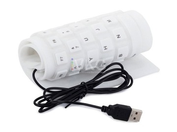 KLAWIATURA SILIKONOWA BIAŁA USB BEZGŁOŚNA ZWY