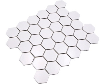 Mozaika ceramiczna biała HEKSAGON 102 , półmatowe