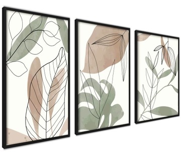 Zestaw 3 Plakatów 50x70 Boho Abstrakcja Botanika