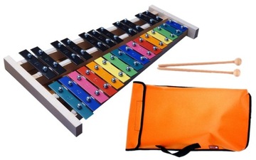 MAT MAX CYMBAŁKI DZWONKI CHROMATYCZNE KOLOROWE 27 TON + POKROWIEC POMARAŃCZ