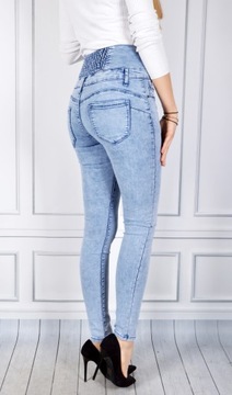 Spodnie Jeansy Wysoki Stan Jeansowe Push-Up Skinny