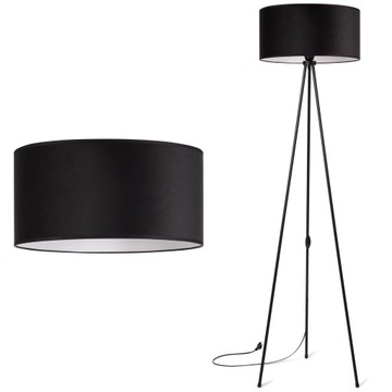 Lampa stojąca podłogowa TRÓJNÓG METALOWY ABAŻUR WELUR czarny