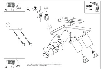 ПОТОЛОЧНЫЙ СВЕТИЛЬНИК RING 4 ЧЕРНЫЙ SOLLUX 09