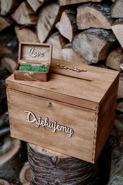 КОРОБКА ИЗ МХА В РУСТИК БОХО ДЛЯ КОНВЕРТОВ И ОБРУЧАЛЬНЫХ КОЛЬЦ В РУСТИКЕ