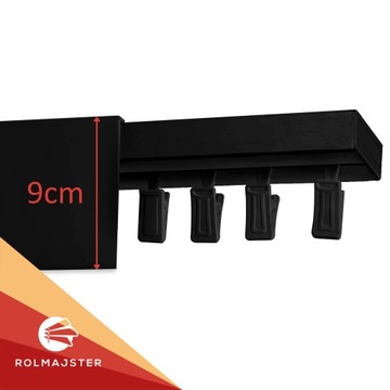 Karnisz sufitowy CZARNY 1tor z maskownicą Szyna sufitowa z osłoną 9CM 180