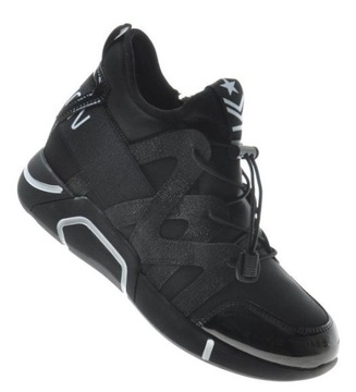 DAMSKIE CZARNE SNEAKERSY NA KOTURNIE 7640 38