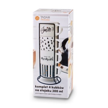Набор КРУЖЕК НА ПОДСТАВКЕ для КОФЕ, ЧАЯ, ФАРФОРА Tadar Decor 4х300мл