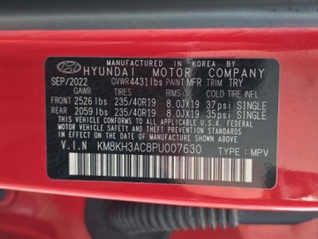 Hyundai Kona I Crossover N 2.0 T-GDI 280KM 2023 HYUNDAI Kona N 2.0l benzyna 320KM 420Nm Przebieg: 40,669km Dokumentacja, zdjęcie 39