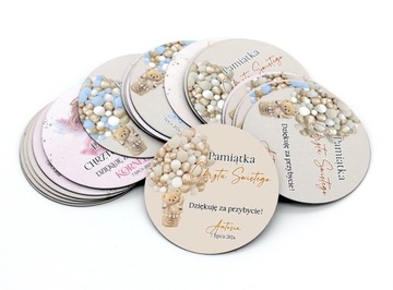 Магнит на холодильник Спасибо гостям Крещение Годик, круглый, 6,5 см.