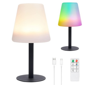 LAMPKA STOŁOWA ZEWNĘTRZNA LED LAMPA NOCNA BEZPRZEWODOWA 8 KOLORÓW + PILOTA