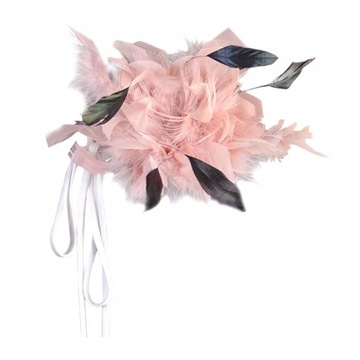 Piórkowa Broszka Hairband Dekoracja Różowy Kwiat