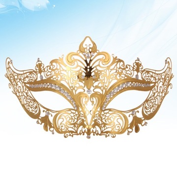 Маска в виде металлического шнурка в венецианском стиле, золото.