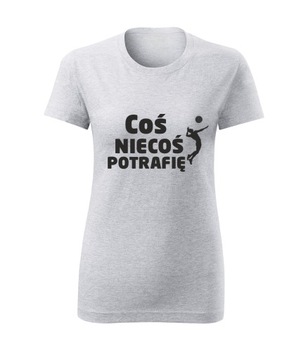 Koszulka T-shirt damska D592 COŚ NIECOŚ POTRAFIĘ SIATKA szara rozm XL