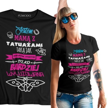Koszulka z nadrukiem DZIEŃ MAMY WALENTYNKI TATUAŻ