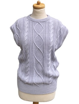 Kamizelka F&F Fioletowa Lilowa Warkocze S 36 Sweter