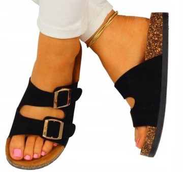 KLAPKI DAMSKIE NA KORKU PROFILOWANE ELEGANCKIE