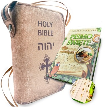 Biblia, Pismo Święte dla młodych z papugą Rafael i okładka PAGINACJA