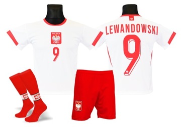 LEWANDOWSKI POLSKA koszulka spodenki getry r. 164