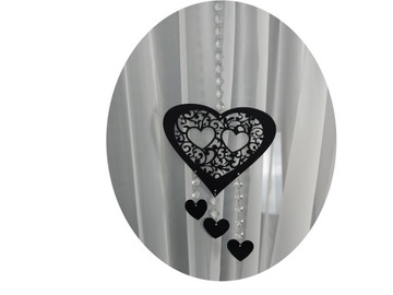 ZAWIESZKA AŻUR OZDOBA ORNAMENT GIRLANDA KRYSZTAŁOWA N.15 CZARNE EXTRA