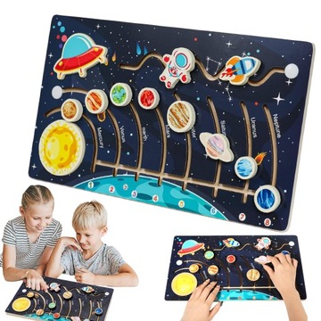 UKŁAD SŁONECZNY DZIEWIĘĆ PLANET ZABAWKA MONTESSORI EDUKACYJNA DREWNIANY