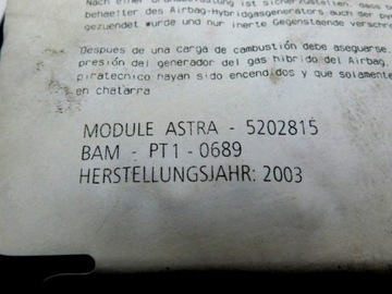 07/23 OPEL ASTRA II G AIRBAG ULOŽENÍ VZDUCHOVÁ SPOLUJEZDCE