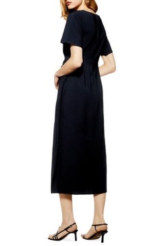 TOPSHOP SLIDE SLIT MIDI DRESS NAVY 42/14